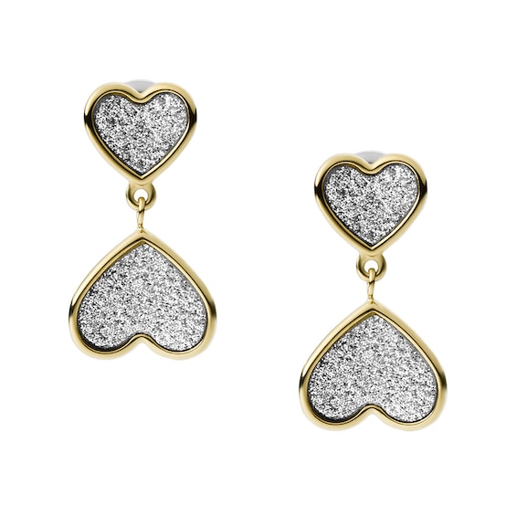 Fossil Sutton Classic Valentine Gold Tone Stud Earrings