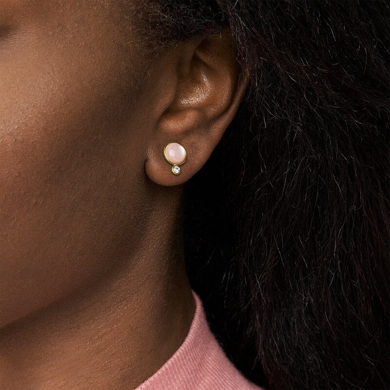 Main Image 3 of Fossil Sutton Gold Tone Pink Mother-of-Pearl Stud Earrings
