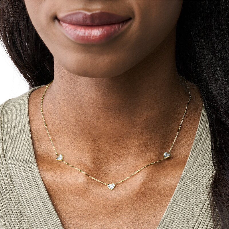 Main Image 3 of Fossil Sutton Classic Valentine Gold Tone Station Necklace