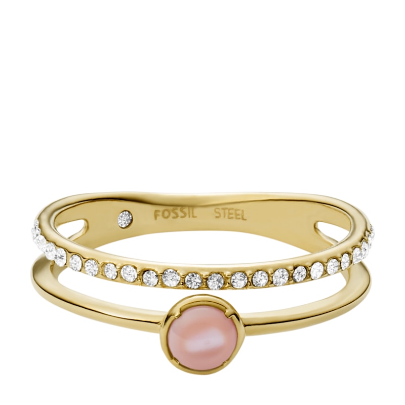 Main Image 1 of Fossil Sutton Gold Tone Pink Mother Of Pearl Ring (Size L)