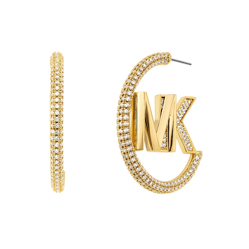 Michael Kors Kors MK 14ct Gold Plated Hoop Earrings
