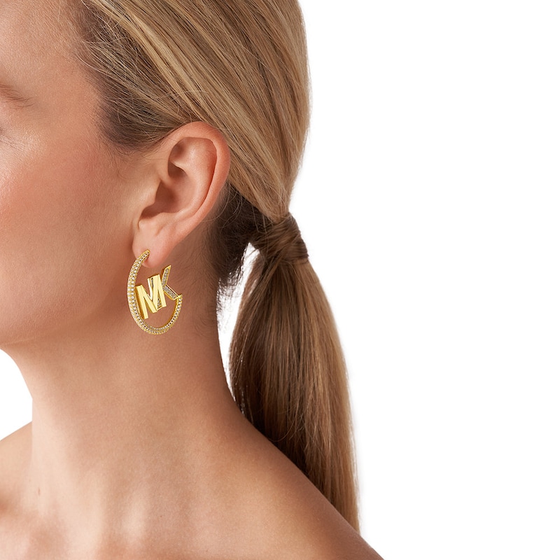 Michael Kors Kors MK 14ct Gold Plated Hoop Earrings
