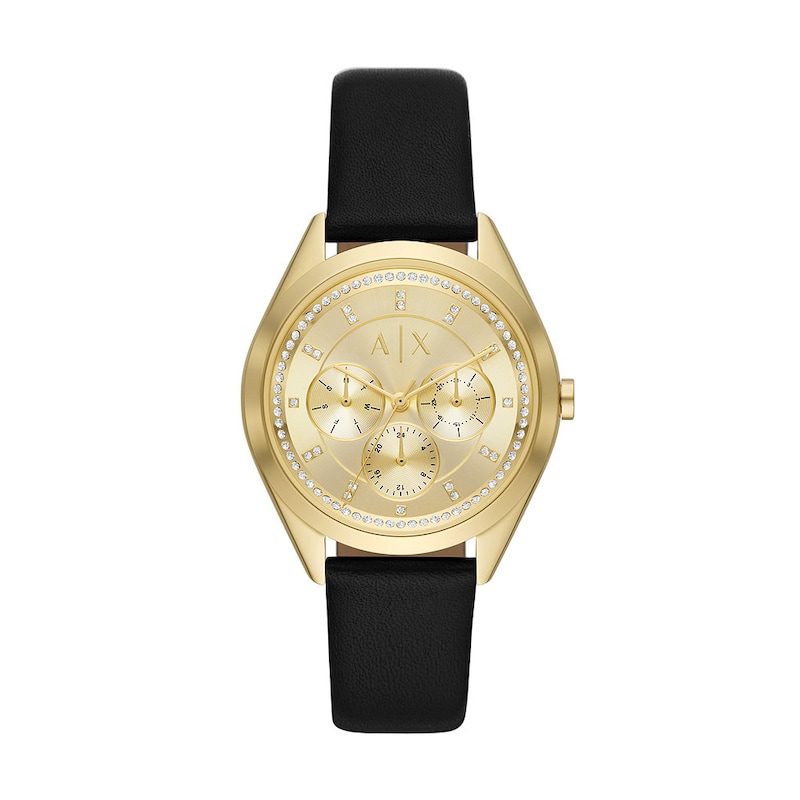 Main Image 1 of Armani Exchange Ladies Black Leather Strap Watch