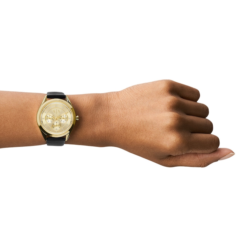 Main Image 4 of Armani Exchange Ladies Black Leather Strap Watch
