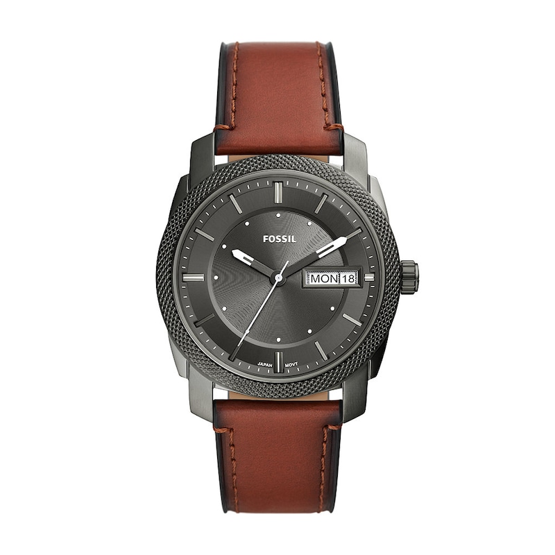 Fossil Machine Men's Brown Leather Strap Watch