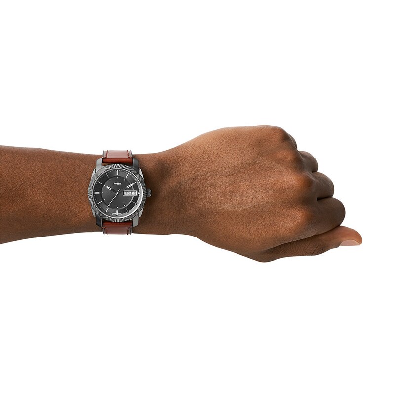 Main Image 4 of Fossil Machine Men's Brown Leather Strap Watch