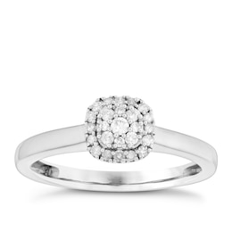 Sterling Silver 0.15ct Total Diamond Cluster Ring