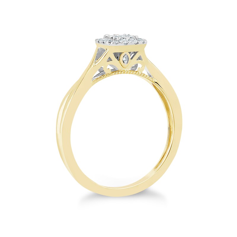 Main Image 2 of Princessa 9ct Yellow Gold 1/4ct Diamond Cluster Ring