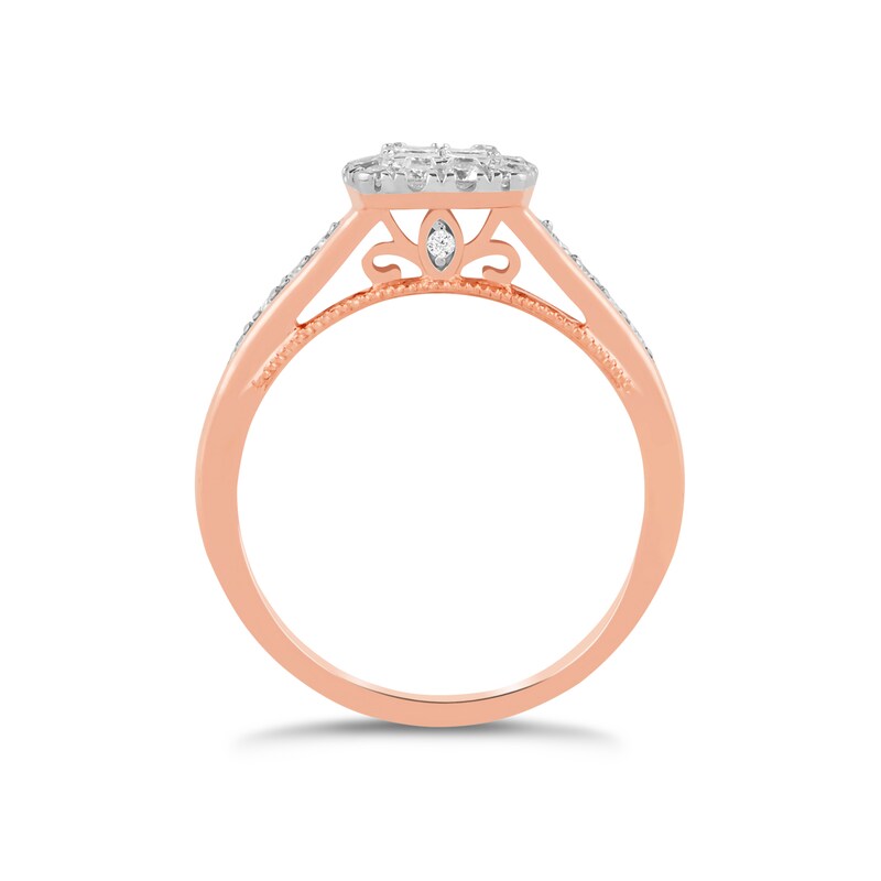 Main Image 3 of 9ct Rose Gold 1/2ct Diamond Princessa Square Cluster Ring