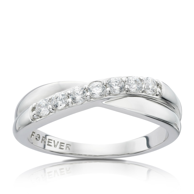 Main Image 1 of The Forever Diamond 18ct White Gold 0.28ct Diamond Crossover Ring