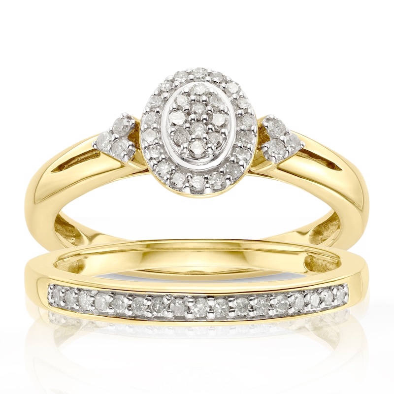 Perfect Fit 9ct Yellow Gold 0.20ct Total Diamond Bridal Set