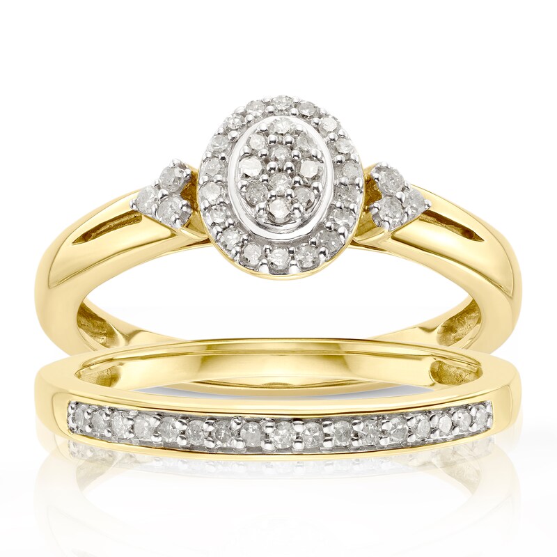 Perfect Fit 9ct Yellow Gold 0.20ct Total Diamond Bridal Set