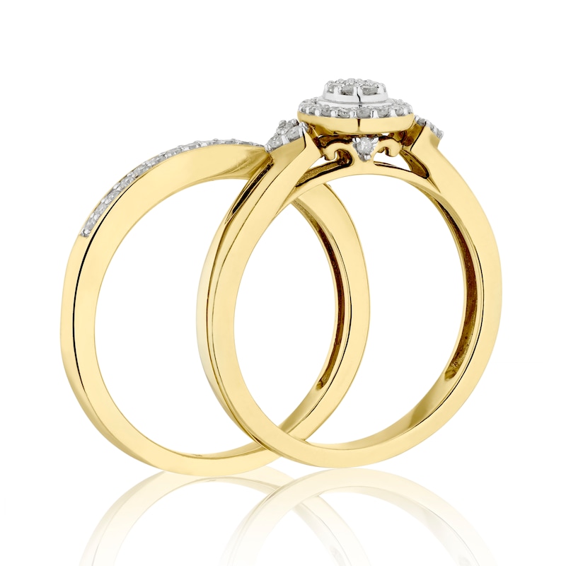 Perfect Fit 9ct Yellow Gold 0.20ct Total Diamond Bridal Set