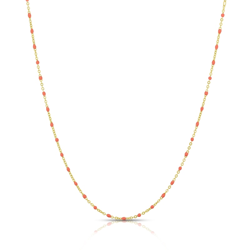 Main Image 1 of Sterling Silver & 18ct Gold Plated Vermeil 20'' Peach Bead Chain Necklace
