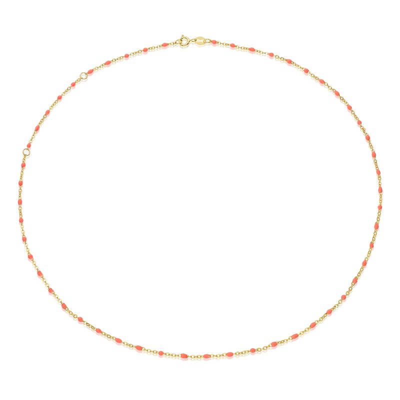 Main Image 2 of Sterling Silver & 18ct Gold Plated Vermeil 20'' Peach Bead Chain Necklace