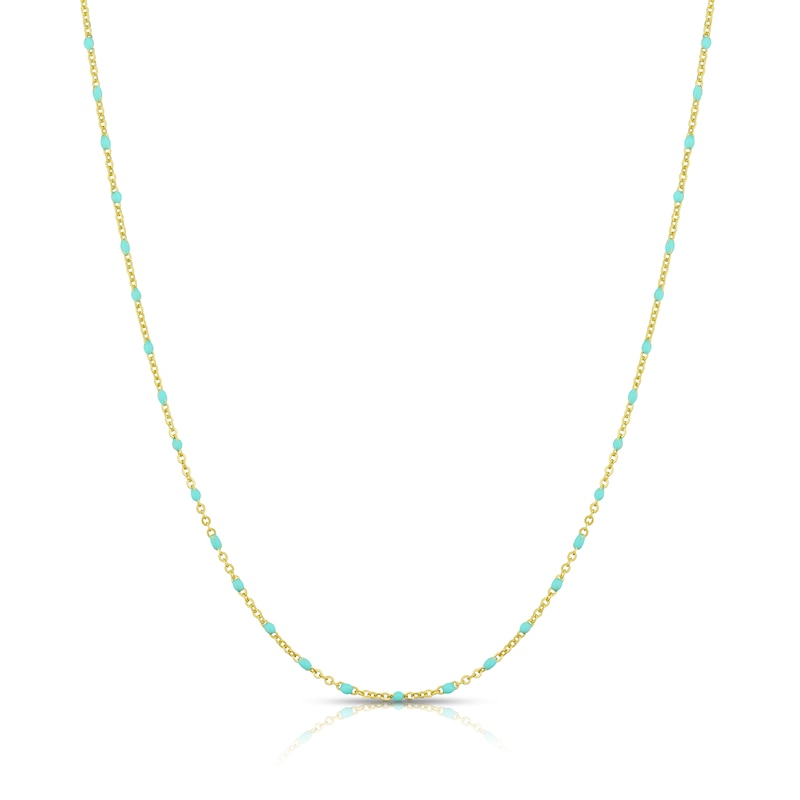 Main Image 1 of Sterling Silver & 18ct Gold Plated Vermeil 20'' Green Bead Chain Necklace