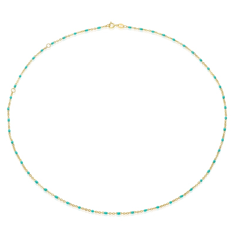 Main Image 2 of Sterling Silver & 18ct Gold Plated Vermeil 20'' Green Bead Chain Necklace