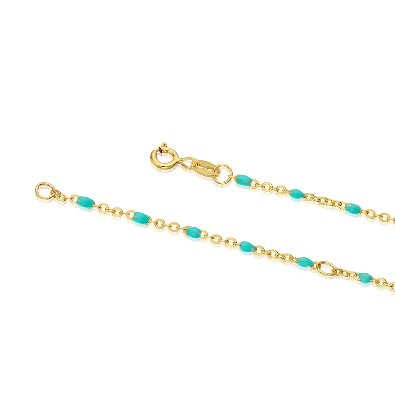 Main Image 3 of Sterling Silver & 18ct Gold Plated Vermeil 20'' Green Bead Chain Necklace