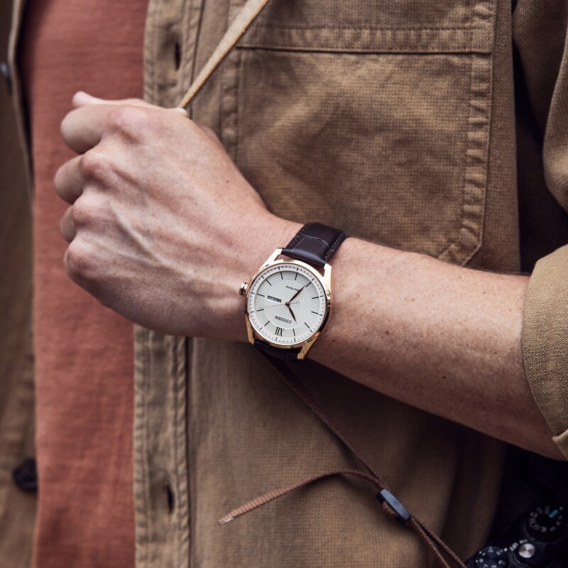 Citizen Eco-Drive Men's Brown Leather Strap Watch