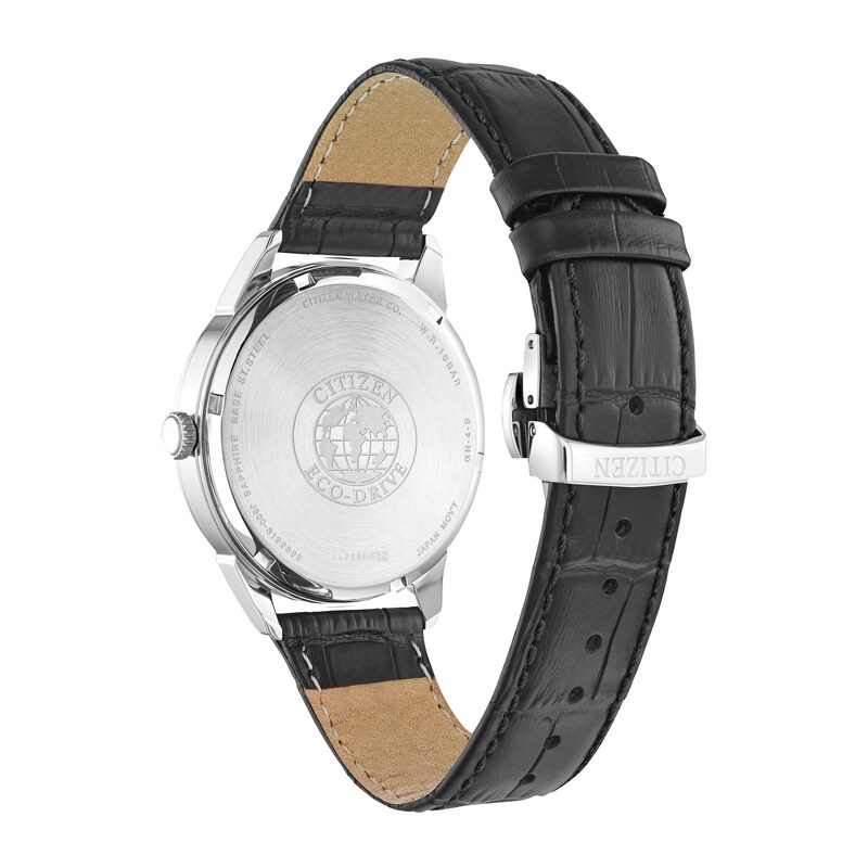 Citizen Eco-Drive Men's Green Dial Black Leather Strap Watch