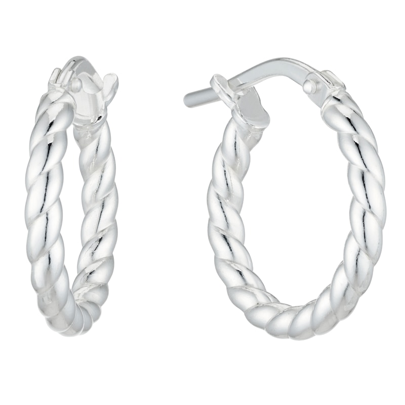 Sterling Silver Rope 10mm Hoop Earrings