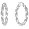 Thumbnail Image 0 of Sterling Silver Glitter Twist 23mm Hoop Earrings