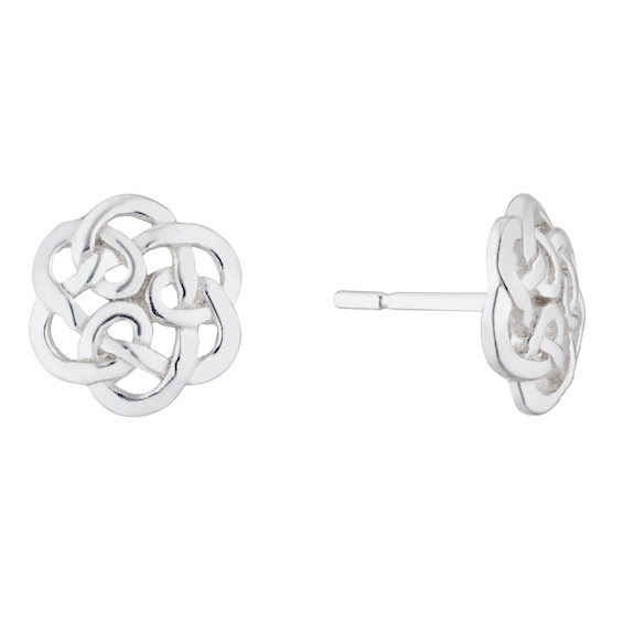 Sterling Silver Celtic Flower Stud Earrings