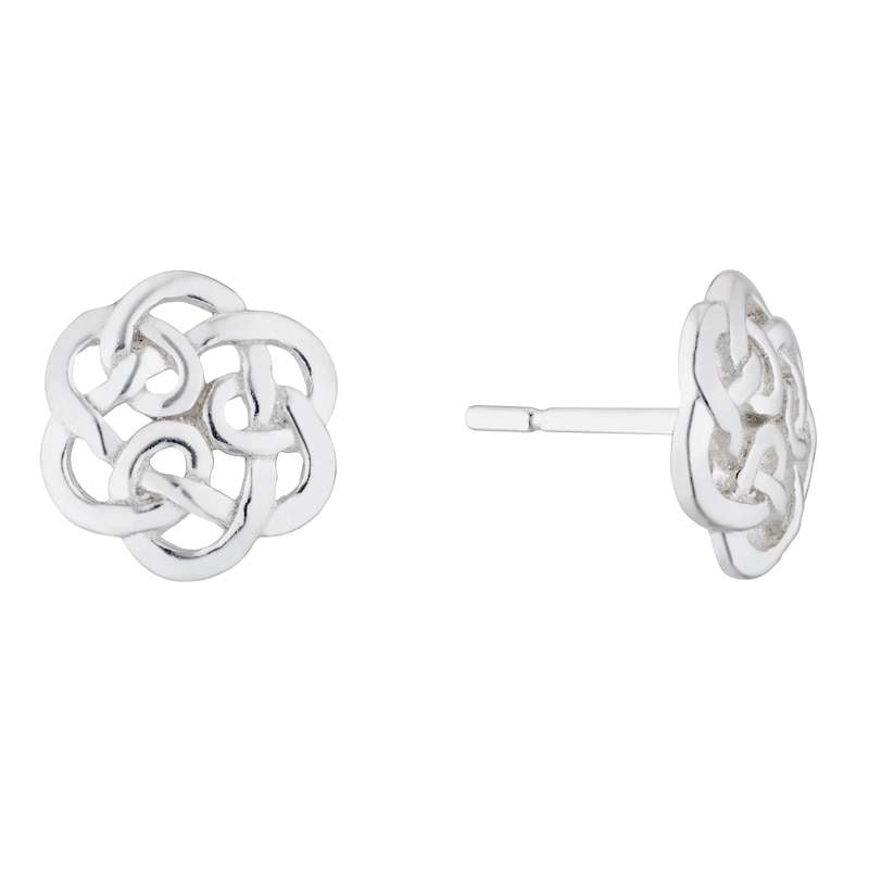 Main Image 1 of Sterling Silver Celtic Flower Stud Earrings