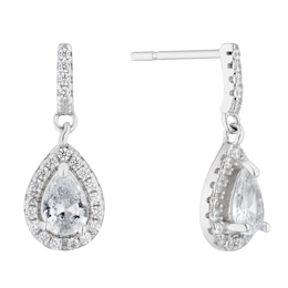 Sterling Silver Cubic Zirconia Teardrop Drop Earrings