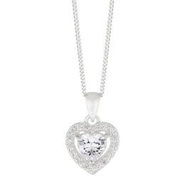 Sterling Silver Cubic Zirconia Heart Pendant