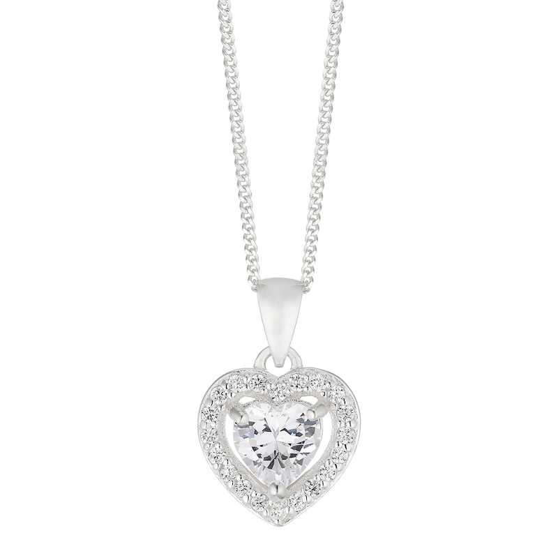 Main Image 1 of Sterling Silver Cubic Zirconia Heart Pendant