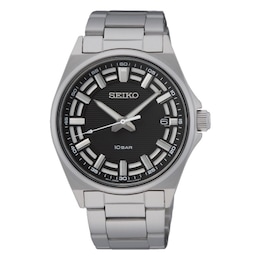 Seiko Urban Sports Men's Black Dial Stainless Steel Bracelet Watch