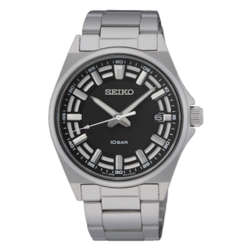 Seiko Urban Sports Men's Black Dial Stainless Steel Bracelet Watch