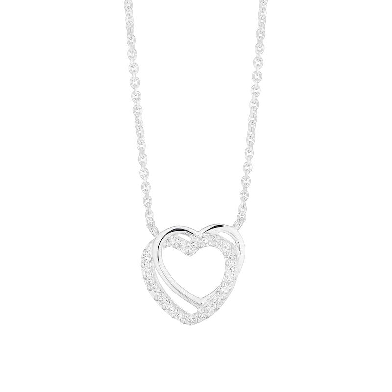 Sterling Silver Cubic Zirconia Interlocking Heart Pendant