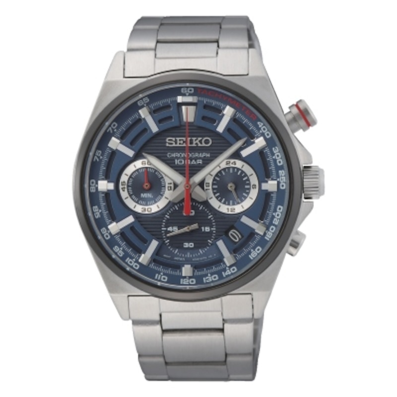 Seiko Urban Sports Men's Blue Chronograph Stainless Steel Bracelet Watch