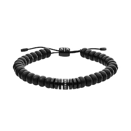 Armani Exchange Black Agate Bead Mens Bracelet