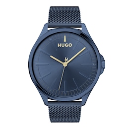 HUGO #SMASH Blue IP Mesh Bracelet Watch