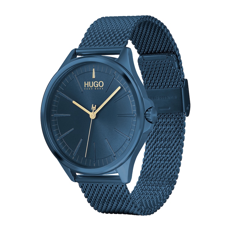 HUGO #SMASH Blue IP Mesh Bracelet Watch