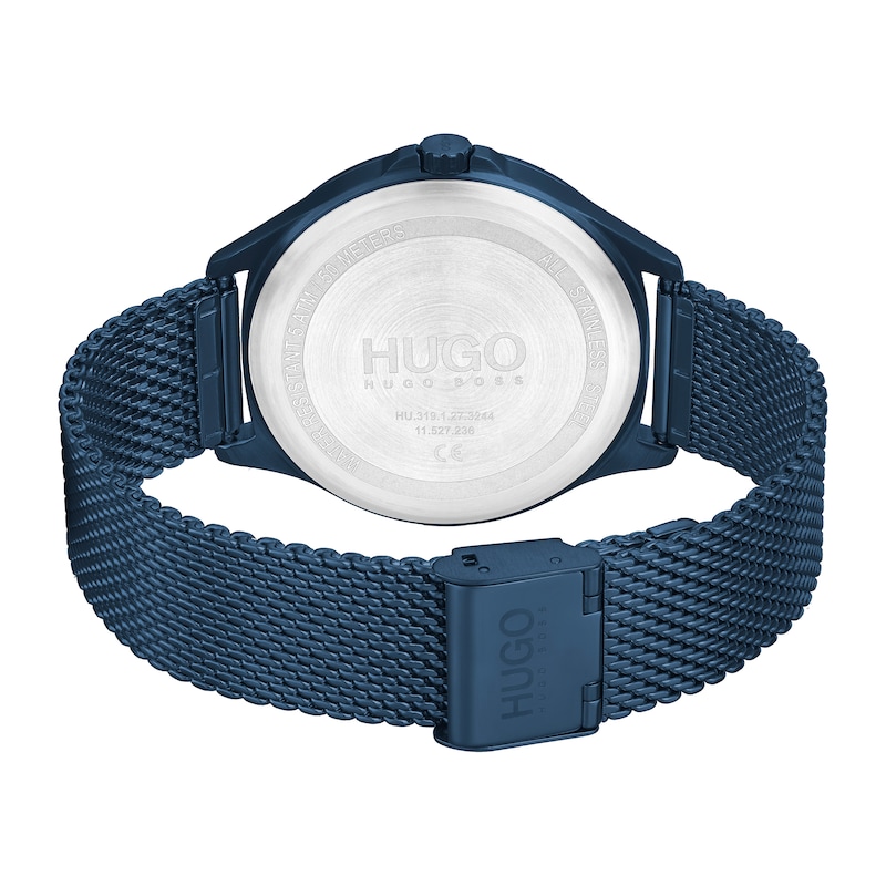 HUGO #SMASH Blue IP Mesh Bracelet Watch