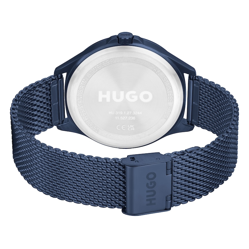 HUGO #SMASH Blue IP Mesh Bracelet Watch