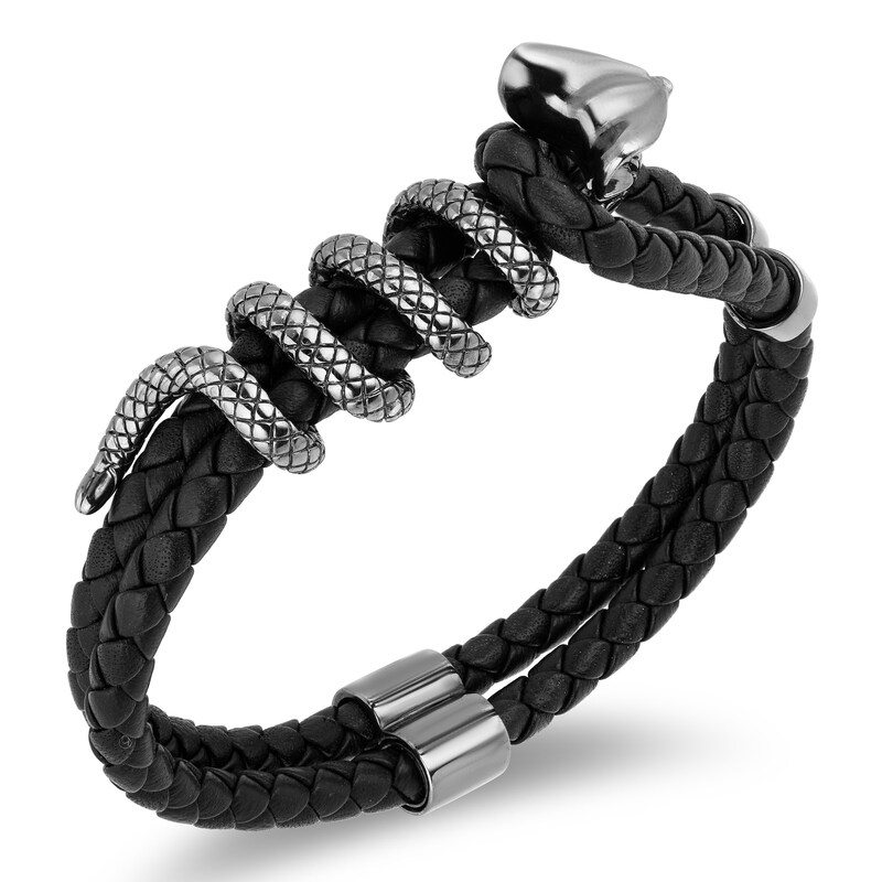 Enchanted Disney Fine Jewelry Silver Leather Bracelet H.Samuel