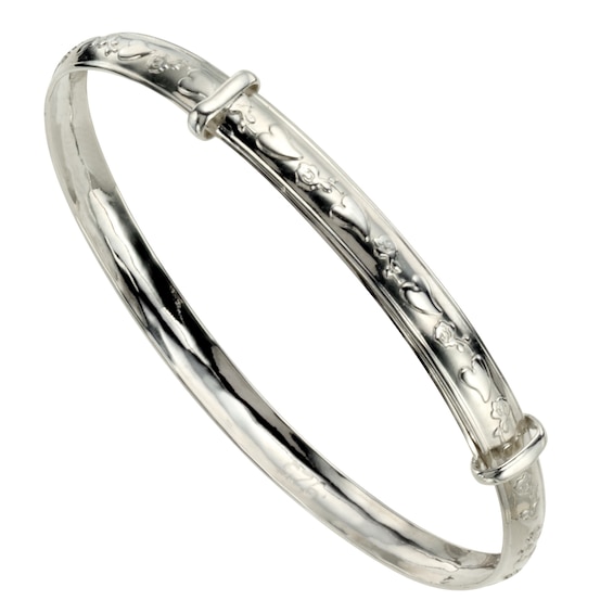 Children's Sterling Silver Heart Expander Bangle
