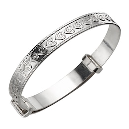 Children's Sterling Silver Celtic Heart Expander Bangle