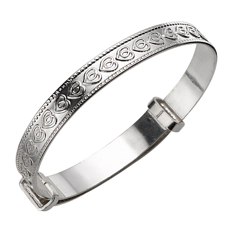 Children's Silver Celtic Heart Expander Bangle | H.Samuel