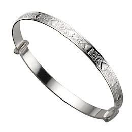 Children's Silver Heart and Flower Expander Bangle