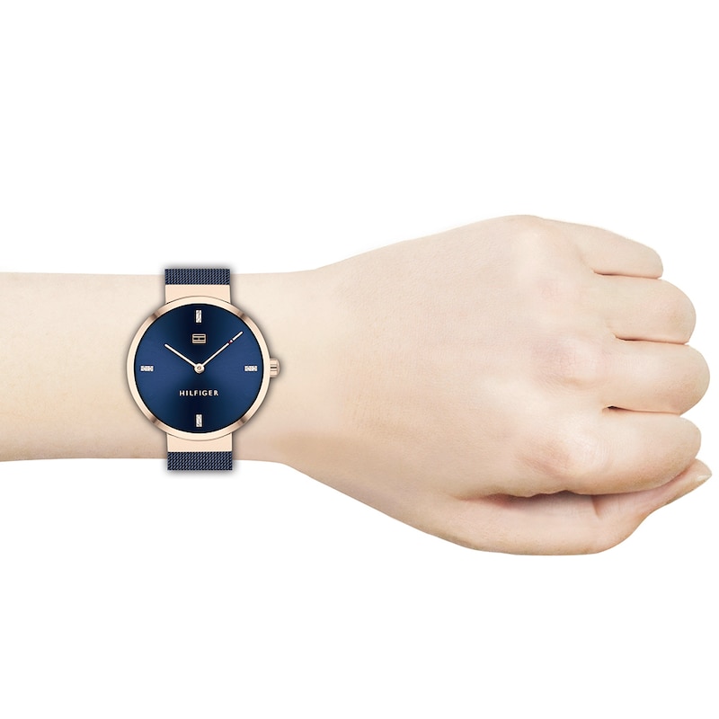 Main Image 4 of Tommy Hilfiger Ladies' Navy IP Mesh Bracelet Watch