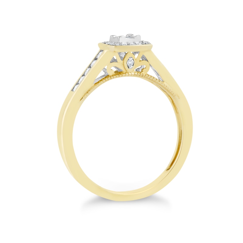 Main Image 2 of Princessa  9ct Yellow Gold 0.25ct Diamond Cluster Ring