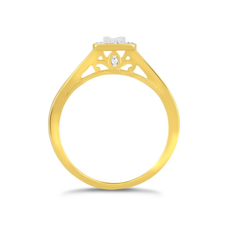 Main Image 3 of Princessa  9ct Yellow Gold 0.25ct Diamond Cluster Ring