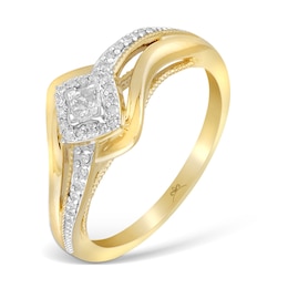 9ct Yellow Gold Wrap Princessa Diamond Cluster Ring