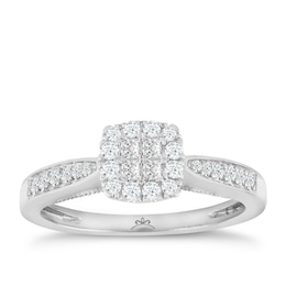 Princessa  9ct White Gold 0.33ct Diamond Cluster Ring